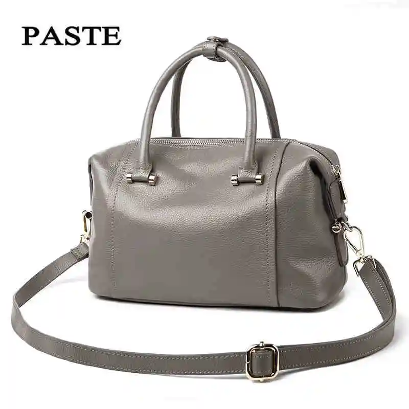 Брендовая роскошная сумка Boston дизайнерская женская сумка из натуральной лакированной кожи сумка через плечо женская сумка bolsas femininas - Цвет: Серый