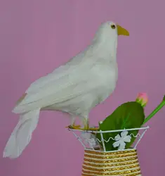 Около 25 см белые перья Dove ручной работы модели искусства, полиэтилен и перья мир птиц, опору, украшение дома игрушка Рождественский подарок