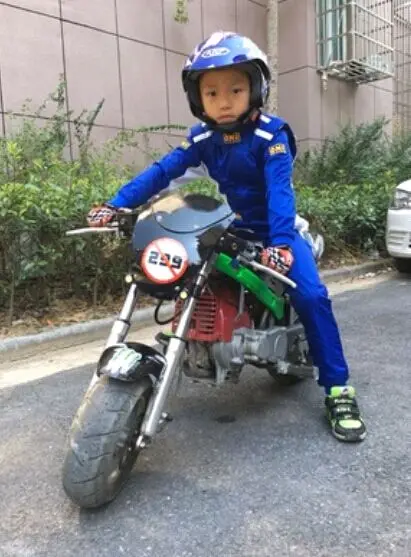 

Children car racing suit motorcycle racing jacket pants coverall for boys and girls 3colors black blue and red.