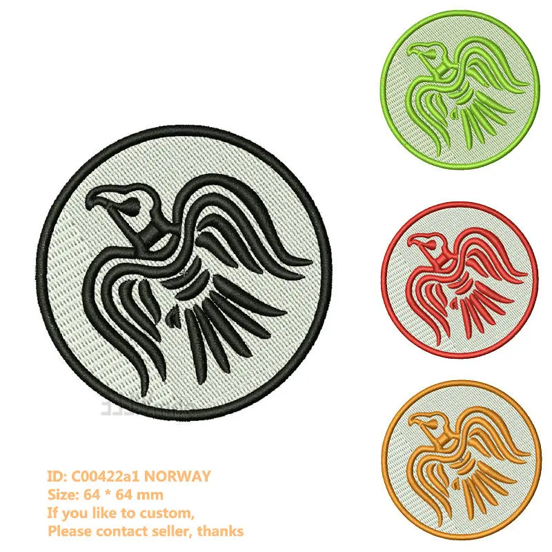 

New Arrival Raven Banner of Norway Patches Iron On Appliqued 3D Handmade Embroidered Eco-Friendly Custom Norg Patch for Clothing