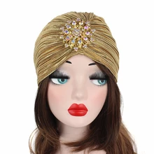 Turbante Vintage de punto de terciopelo para mujer, gorros de cabeza, gorros de Gatsby, gorro Flapper, pañuelo elástico plisado, giro, 1920s