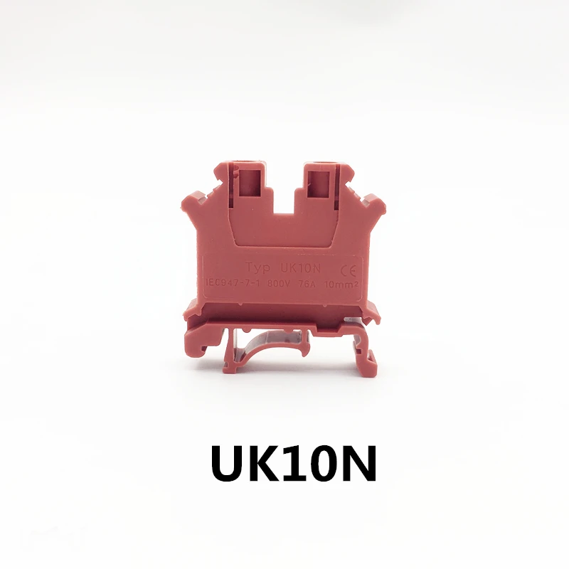 

10pcs/lot Terminal blocks UK10N DIN rail Wiring board connector terminals 10mm square voltage copper part red grey blue color