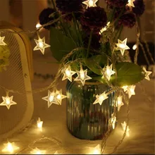 ЕС штекер 10 м 80 светодиодный гирлянда на медной проволоке со звездами светильник светодиодный Сказочный светильник s Рождественские Свадебные украшения лампы подарок на год мерцающий светильник s
