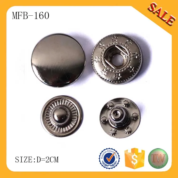 MFB160 high quality hanging gold alloy metal snap button for garment