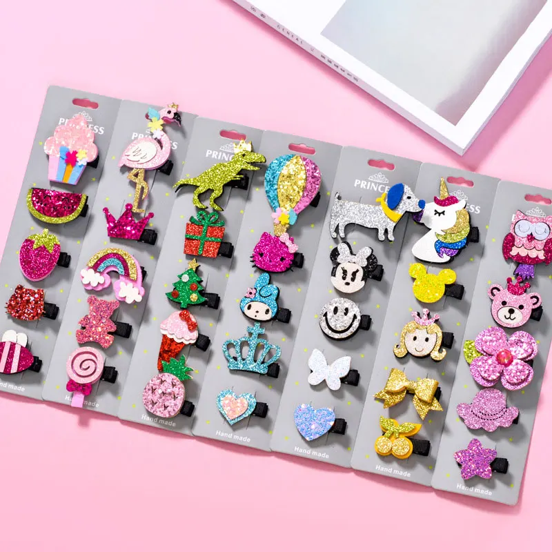 

5pcs/set Unicorn Sequins Hairpins Hair Clips for Girls Hair Accessories Set Bow Animal Fruit Barretes Children's Hairgrips