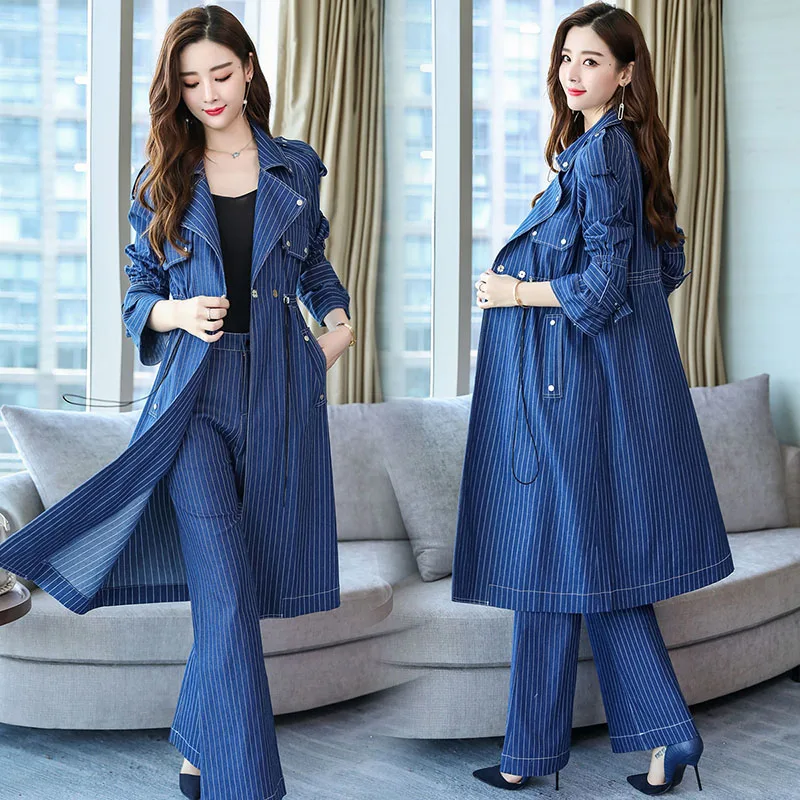 Женский костюм с блейзером офисный женский комплект из 2 предметов длинный плащ и