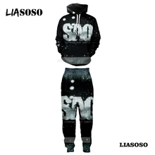 LIASOSO толстовка с капюшоном толстовки комплект костюм брюки 3D принт унисекс аниме меч искусство онлайн любителей бега хип-хоп тренировочные брюки A676