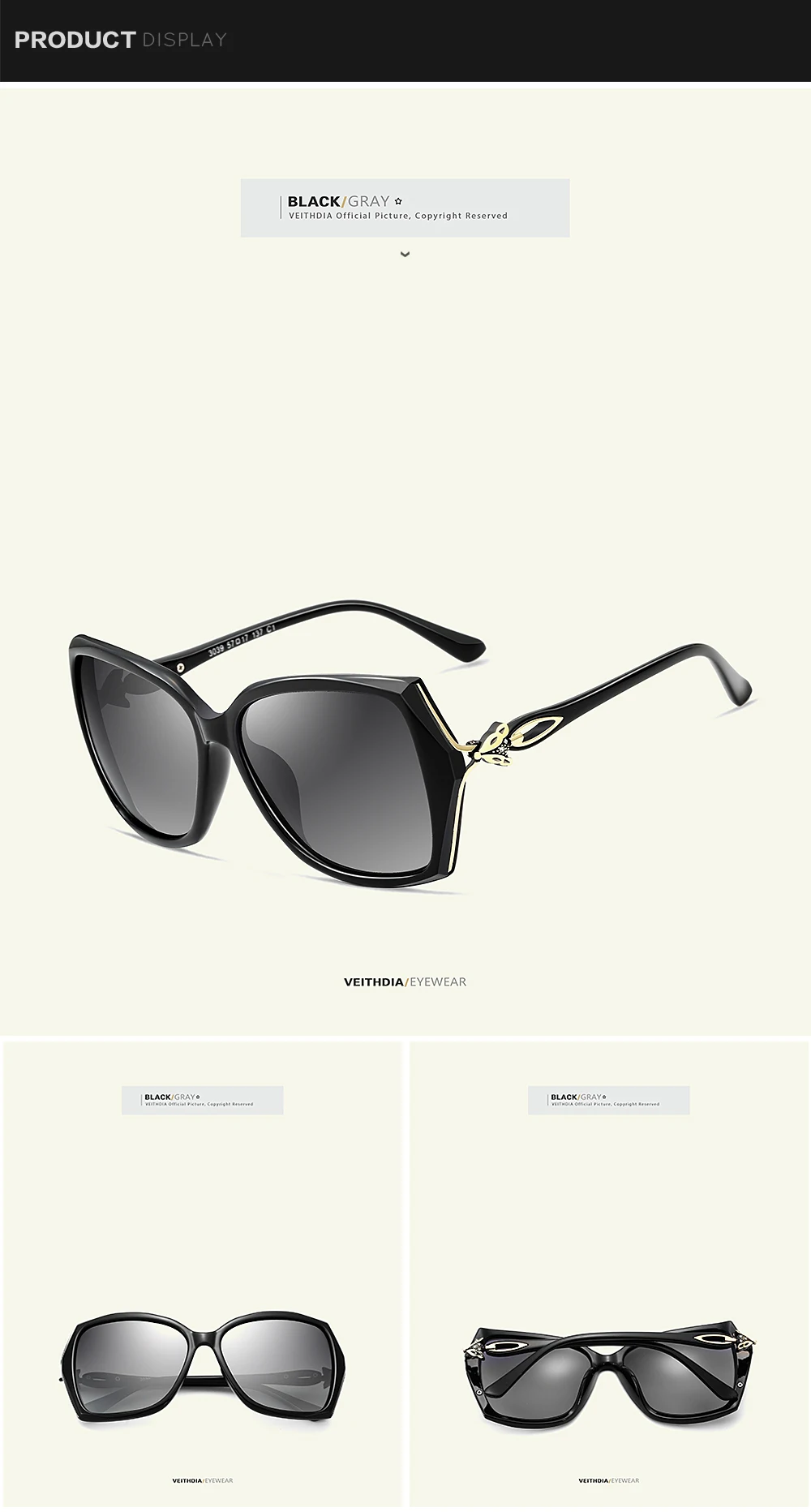Женские солнцезащитные ретро-очки VEITHDIA, роскошные брендовые дизайнерские очки с поляризационными стеклами, модель V3039