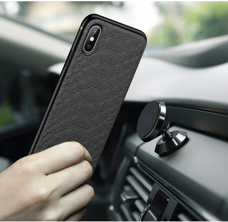 GTWIN تمساح نسيج حقيبة جلد مع المغناطيسي ل iphone X XS XR XS ماكس فوندا كابا ل iphone 6 7 8 زائد غطاء وقائي