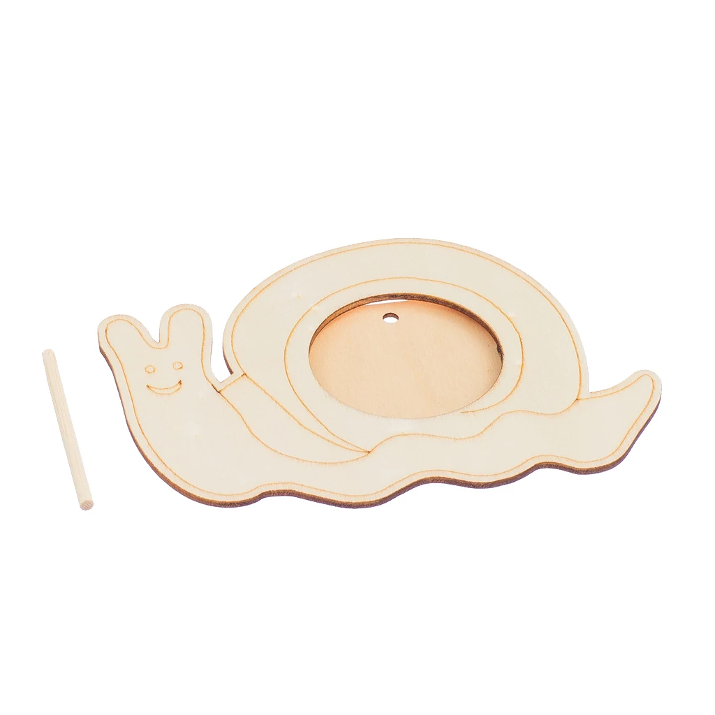 Unfinished Wooden Photo Frame With Snail Decor Kids DIY Picture Frame Art Craft