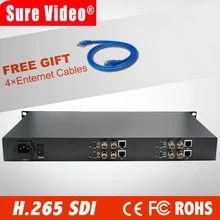 DHL Free Shipping 1U Chassis 4 Channels HD /3G SDI To IP Encoder IPTV H.265 /H.264 Hardware Encoder For Live Streaming