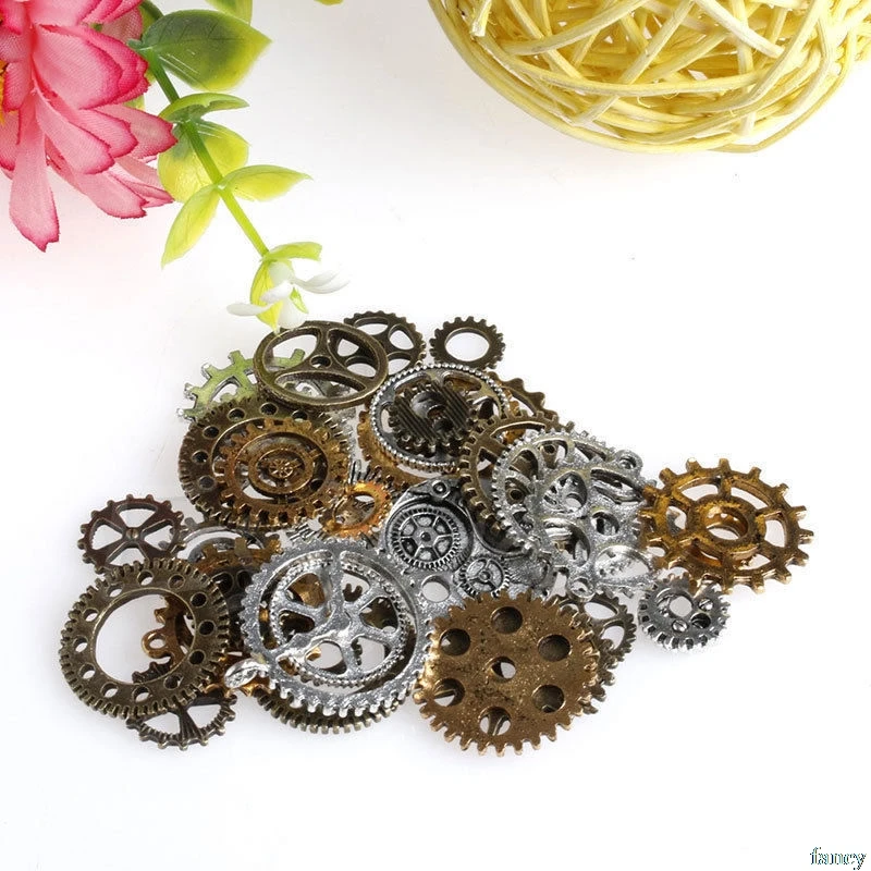 

50g Mix Alloy Mechanical Steampunk Cogs & Gears Pack DIY Pendant Jewelry Craft