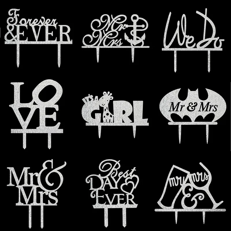 Forever & Ever We Do Love Mr & Mrs Wedding Cake Flags Best Day Ever It