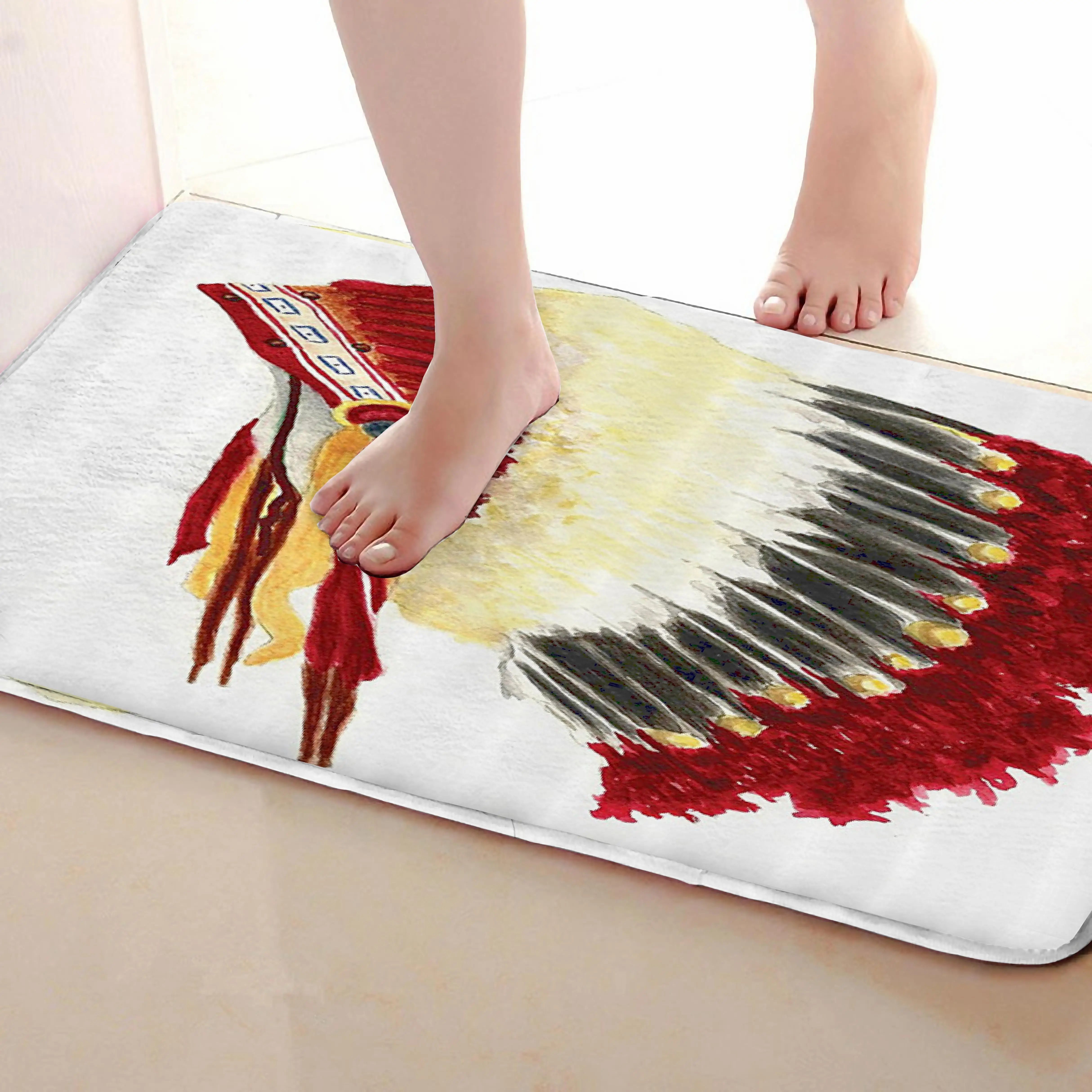 Племенные шляпы стиль коврик для ванной комнаты, смешной Противоскользящий коврик для ванной, занавески для душа s аксессуары, соответствующие вашей душевой занавеске