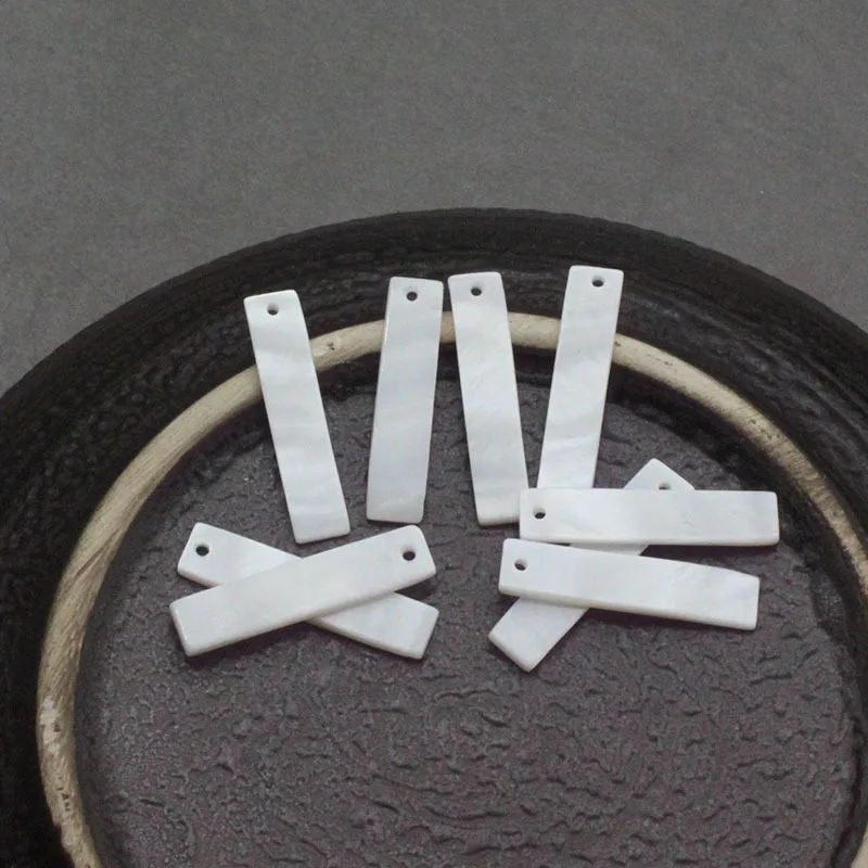 

50Pcs/Pack White Natural Mother Of Pearl Shell Rectangular Shell Beads Diy Earrings Necklaces Jewelry Accessories
