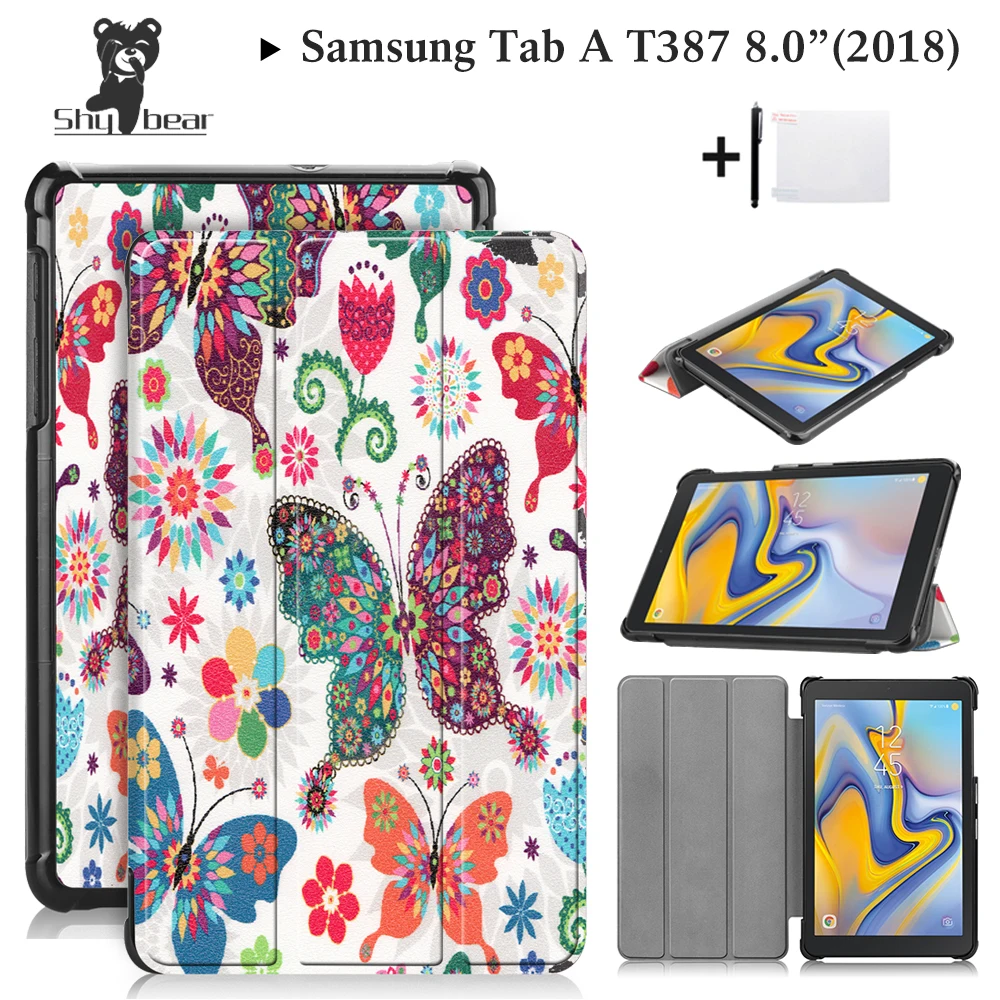

Case For Samsung Galaxy Tab A 8.0 2018 T387 SM-T387 Tablet Cover Case Samsung Tab A 8.0 T387 Folding Stand Cover Case Smart Case