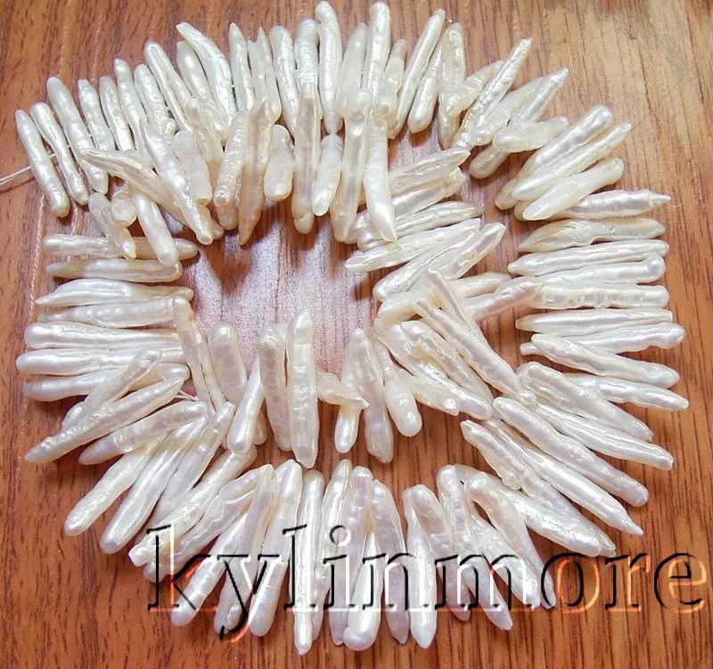 

20-30mm Natural white Pink Toothpick Freshwater Peal beads 15.5''