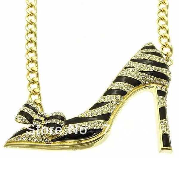 Huge High Heel Shoe Stiletto Rhinestone Zebra Black
