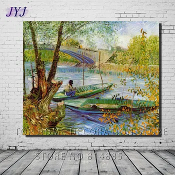 

Fishing In The Spring 1887 by Vincent Van Gogh Top Quality Famous Oil Painting Canvas Wall Art Gift Top Home Decoration VG021