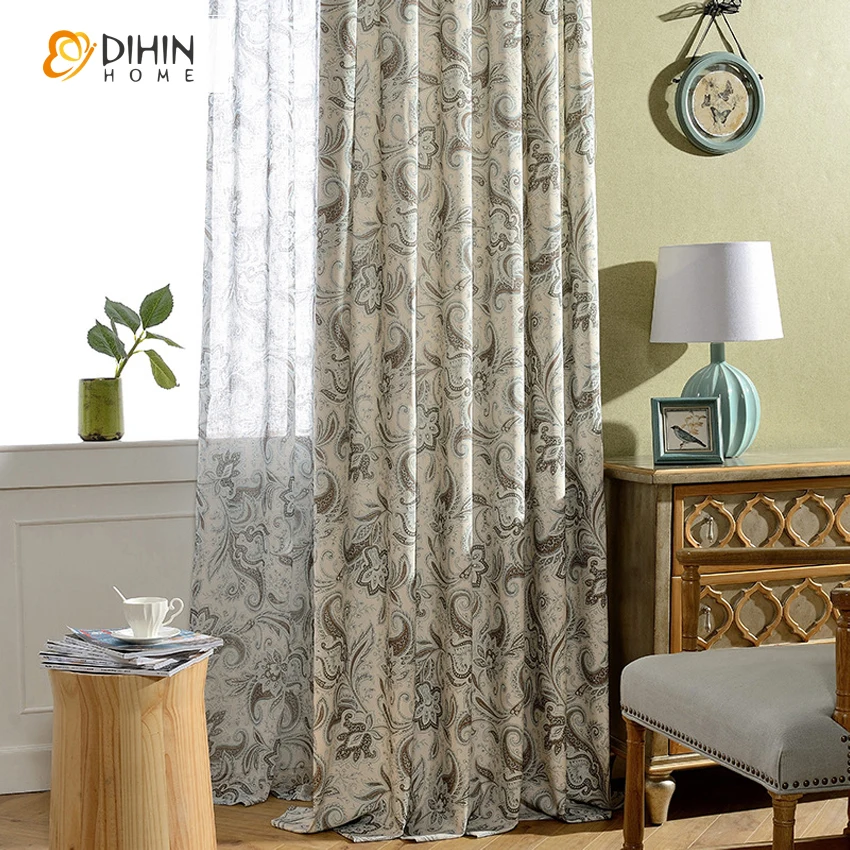 

DIHIN 1PC Modern Floral Jacquard Curtain Natural Curtains For Living Room Draped High Quality Cloth Free Shipping