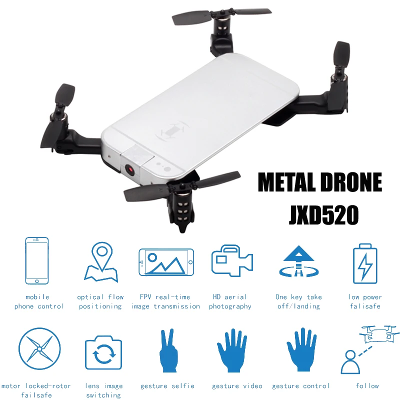 

JXD520 Optical Flow Positioning RC Drone With Camera HD 720P FPV Quadrocopter RC Helicopter Wifi Dron Auto Follow Quadcopter