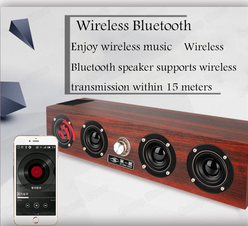 Деревянный беспроводной Bluetooth динамик портативный сабвуфер музыкальный bluetooth-ресивер handfree вызов Сильный четыре рога беспроводные колонки