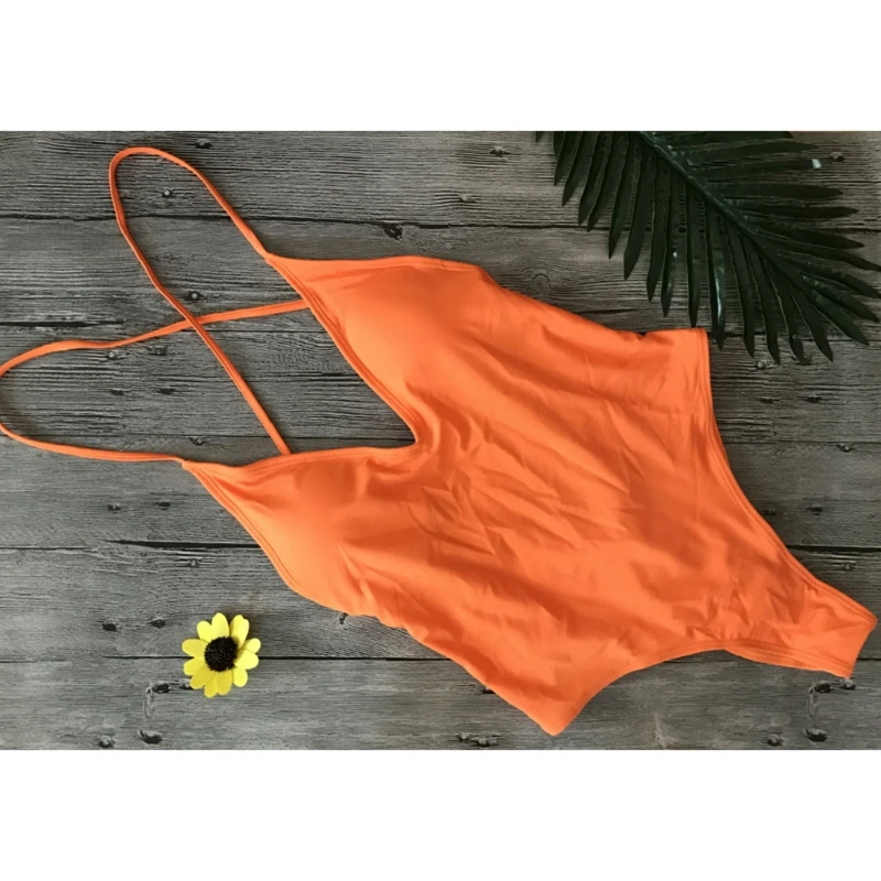 Женский летний купальник с открытой спиной и ремешками, сплошной цвет, Цельный купальник, 8 цветов, монокини летняя пляжная одежда, спортивный комплект