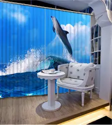 Белые шторы настроить 3D шторы водопад волна Дельфин шторы гостиная современная кухня гардины
