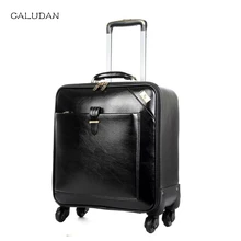 CALUDAN 16/18/20/24 дюймов для мужчин в стиле ретро Искусственная кожа тележка для ручного багажа дорожная сумка на колесах