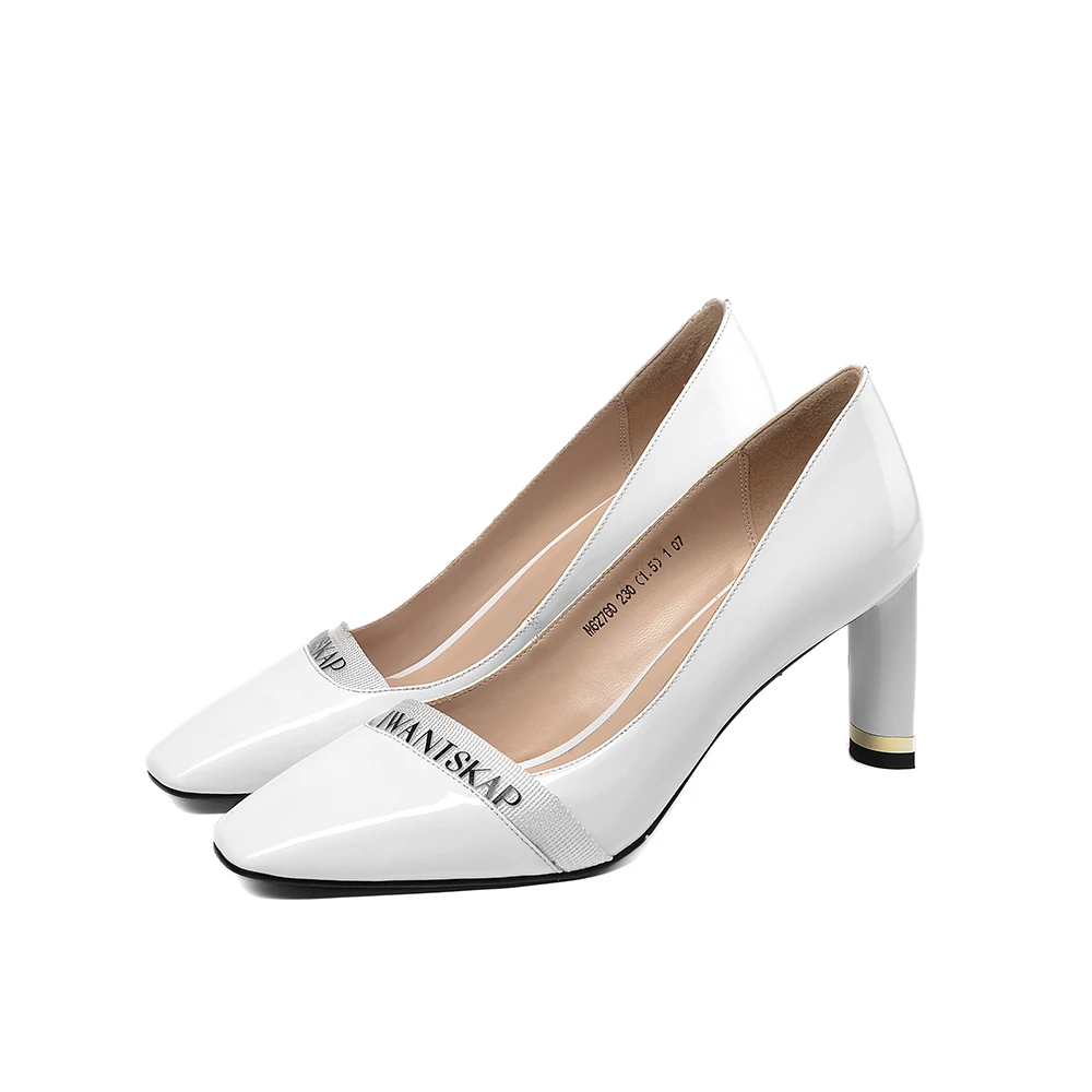Bombas Cuero Mujer Leepo Madura Punta Tacón Blanco Alto De Vestido Black Negro white Zapatos Tacones Finos Genuino Señoras Oficina Las SqzgqZXcT