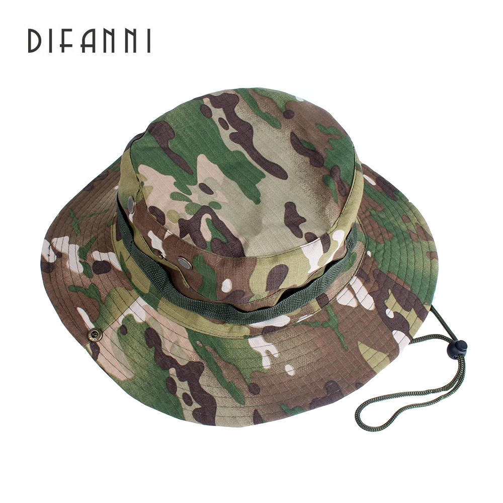 

Difanni Tactical Boonie Hats Camouflage Bucket Hat Fisherman Cap Wide Brim Hats Outdoor Camping Hunting Fishing Caps Sunhat flat