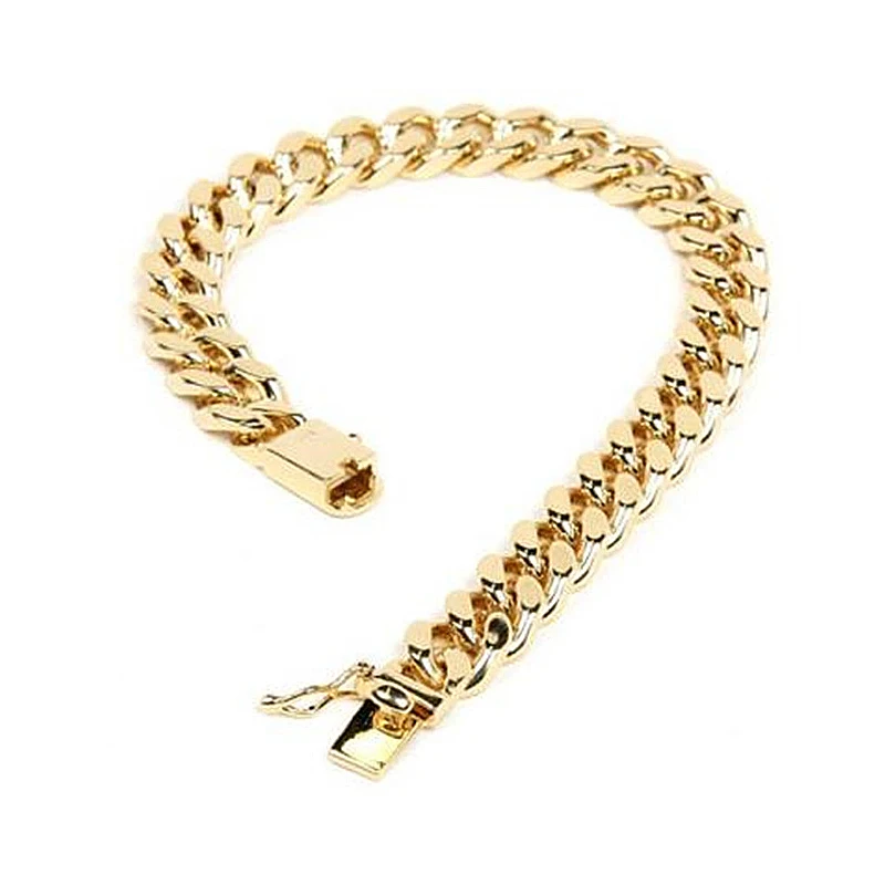 10MM 9 Inch Mens Gold Color Jewelry Hip Hop Bracelet Heavy 10MM 9 Inch Mens Gold Color Jewelry Hip Hop Bracelet Heavy