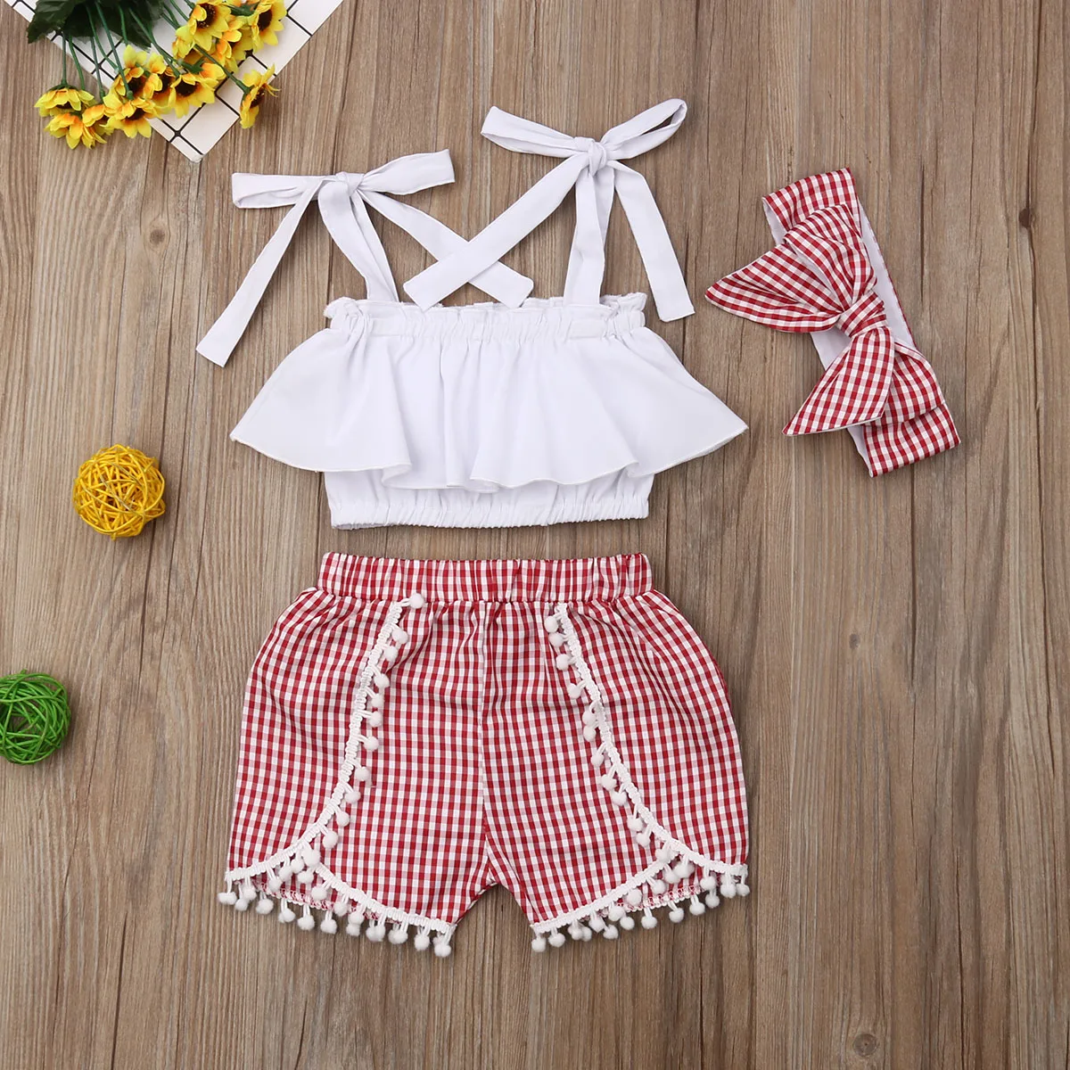 Newborn Toddler Baby kid Girl Top Dress+Headband+Pants Summer Outfit Clothes Set