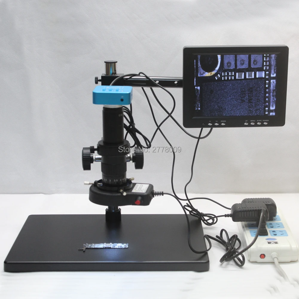 

20MP Full HD 1080P 60FPS HDMI USB Output Industry Microscope Video Camera 180X C-Mount Lens Workbench LED Lights 8-inch Monitor