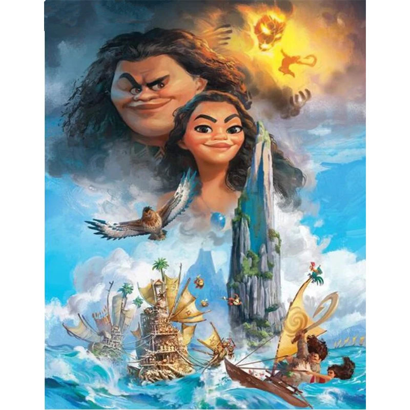 

Full Cartoon Diamond Painting MOANA Cross Stitch 5D Diy Diamond Embroidery Sailing Boat Mosaic Painting Rhinestone Decor GH168
