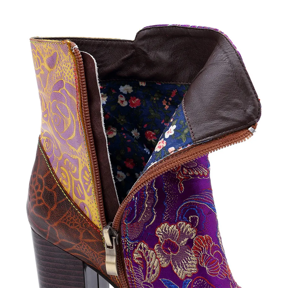 Retro Printed Genuine Leather Winter Autumn Boots Women Embroider Shoes Vintage Women High Heels Ankle Boots Plus EUR Size 36-42 (16)