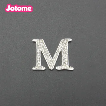 

100pcs/lot free shipping custom 20mm crystal M alphabet button