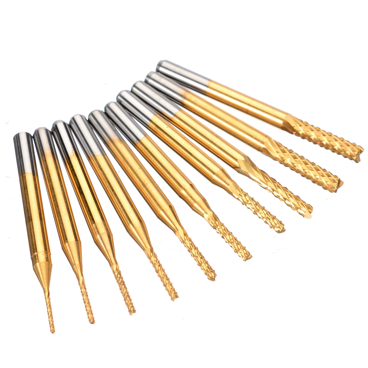10Pcs/Set 0.8-3.175mm PCB Drill Bits Ttitanium Plating 1/8