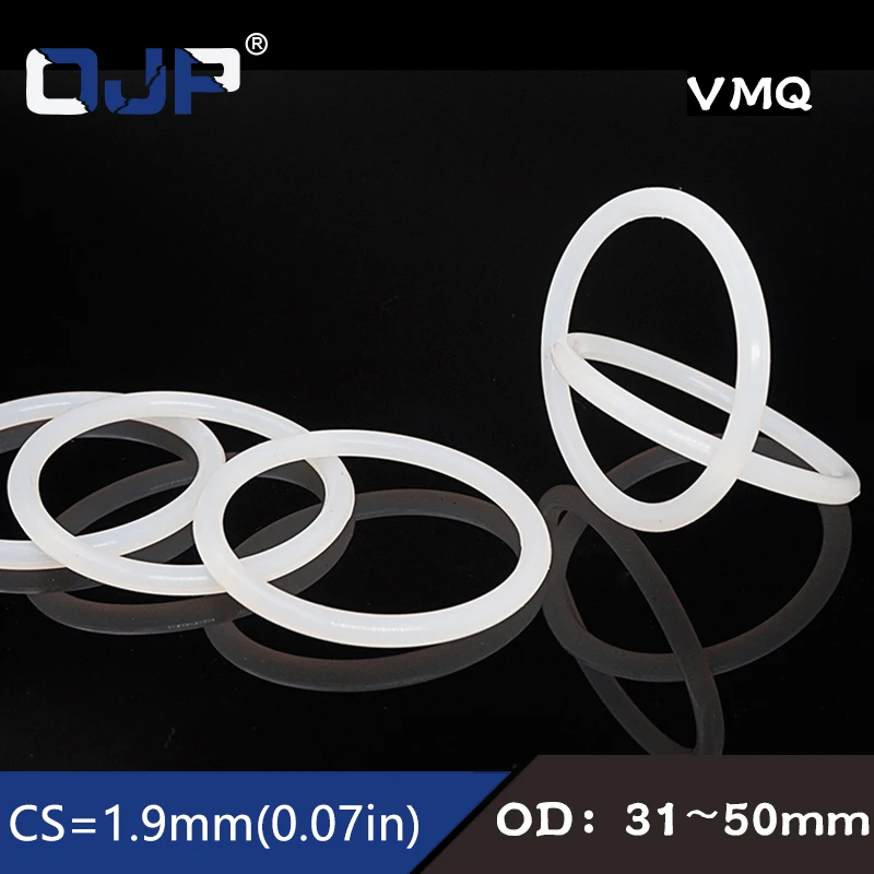 5 шт./лот белый силиконовым кольщом силикон/VMQ O ring1.9mm Толщина OD31/32/34/35/36/38/40/42/45/46/50