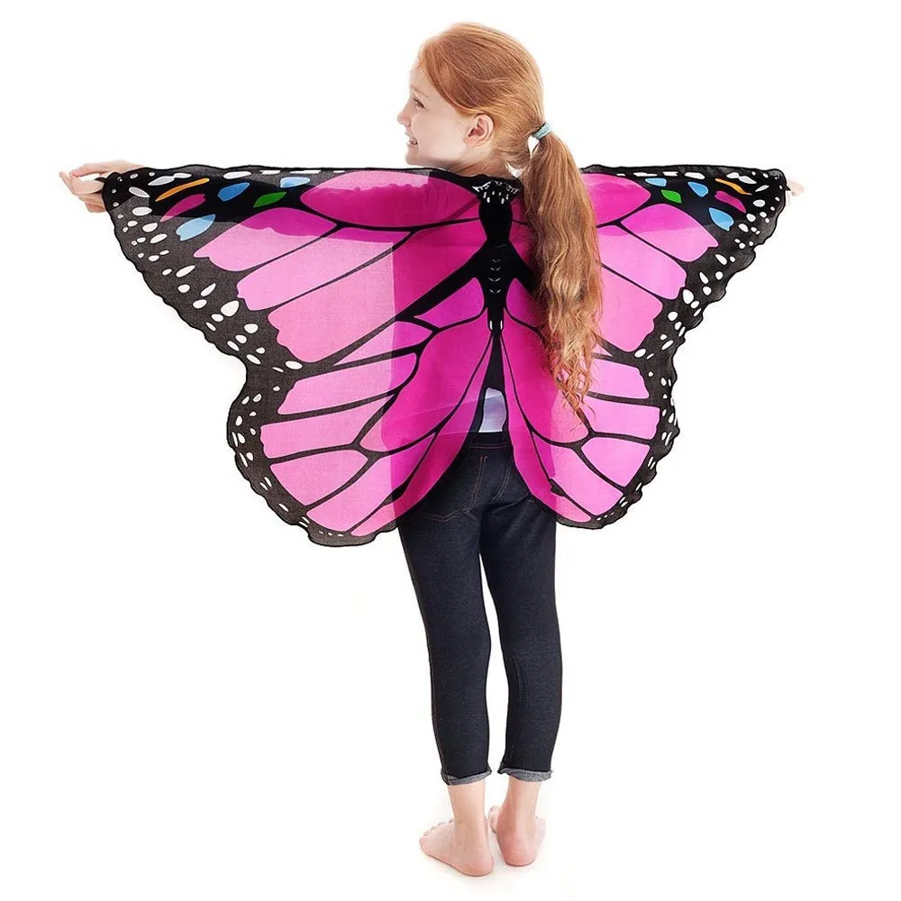Mode Kind Kinder Mädchen schal Böhmischen stil Schmetterling Print Schal Pashmina Kostüm Zubehör ponchos und capes # H20