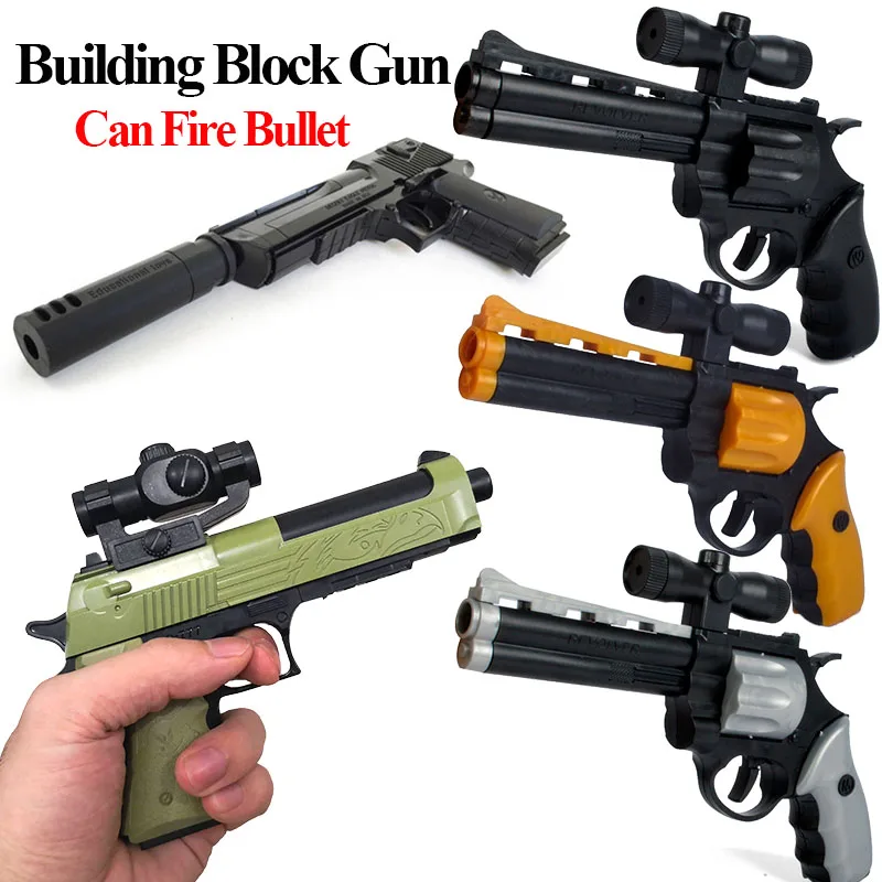 

1.2:1 Can Fire Bullet DIY Building Blocks Toy Gun Desert Eagle Assembly Toy Educational Toy Model with Instruction Book