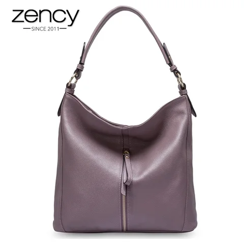 Bolsa de Ombro Bolsa de Couro Zency Moda Feminina Genuíno Elegante Mensageiro Crossbody Bolsa Satchel Tote 100%