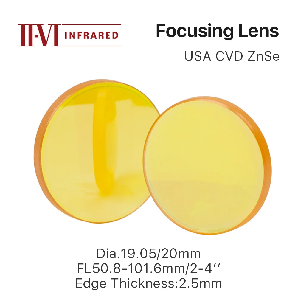 Cloudray II-VI ZnSe Focus Lens DIa. 19,05 мм 20 мм FL 50,8-101,6 мм 2-" для CO2 лазерной гравировки, резки