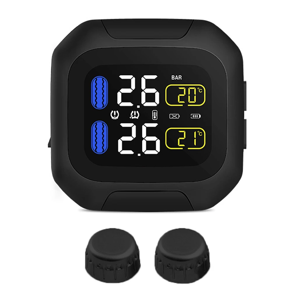 

Wireless With Sensor LCD Display Meter Waterproof Real-time Sensor External Tire Pressure Monitor Engine Motorcycle Tool Bicycle