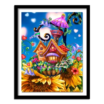 

Diamond Embroidery Diy Cartoon Sunflower House Colorful Full Square Diamond Painting Cross Stitch Wall Decor Amazing Gift