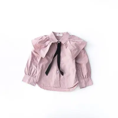 Новая весенняя детская блузка, модная рубашка для девочек, детская хлопковая куртка с длинными рукавами, блузка для девочек - Цвет: Розовый