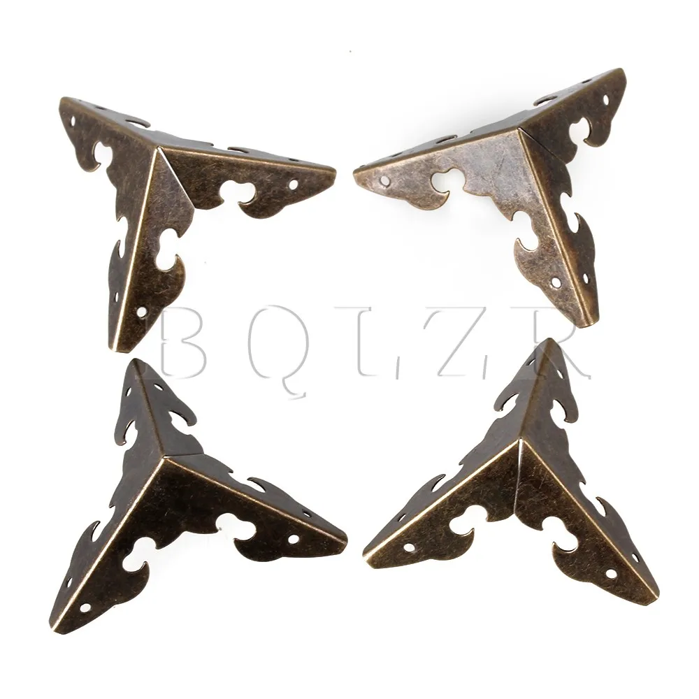 

30x30x30mm Retro Bronze Box Desk Edge Flower Engraved Corner Protector with Screws Pack of 180
