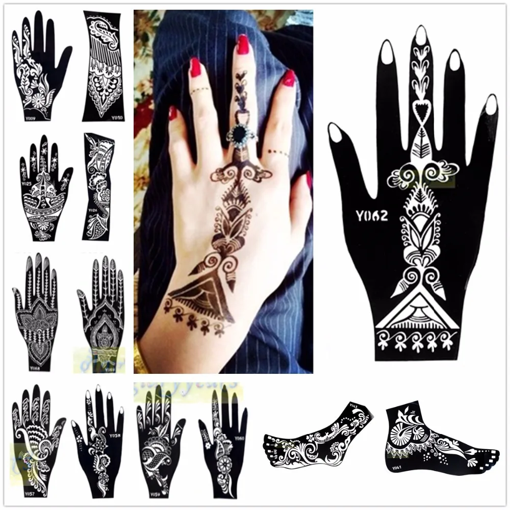 1pc Large Mehndi Henna Glitter Temporary Tattoo Stencil Paper Template Women Leg Arm Foot Hand Body Art Paint Airbrush Paste Arte Body Paint Arts And Crafts Paintpaint Coat Aliexpress