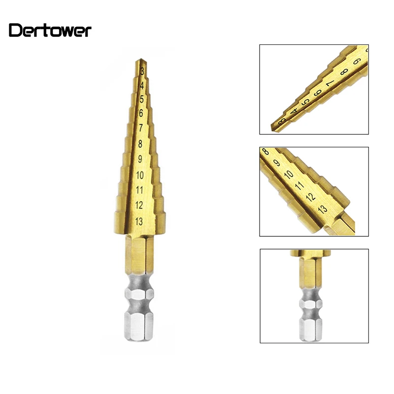 

1pcs 3-13mm HSS Titanium Coated Stepped Drill Power Tools Carbide Drill Mini Drill Bit Set 3-12mm 4-12mm 4-20mm DT6