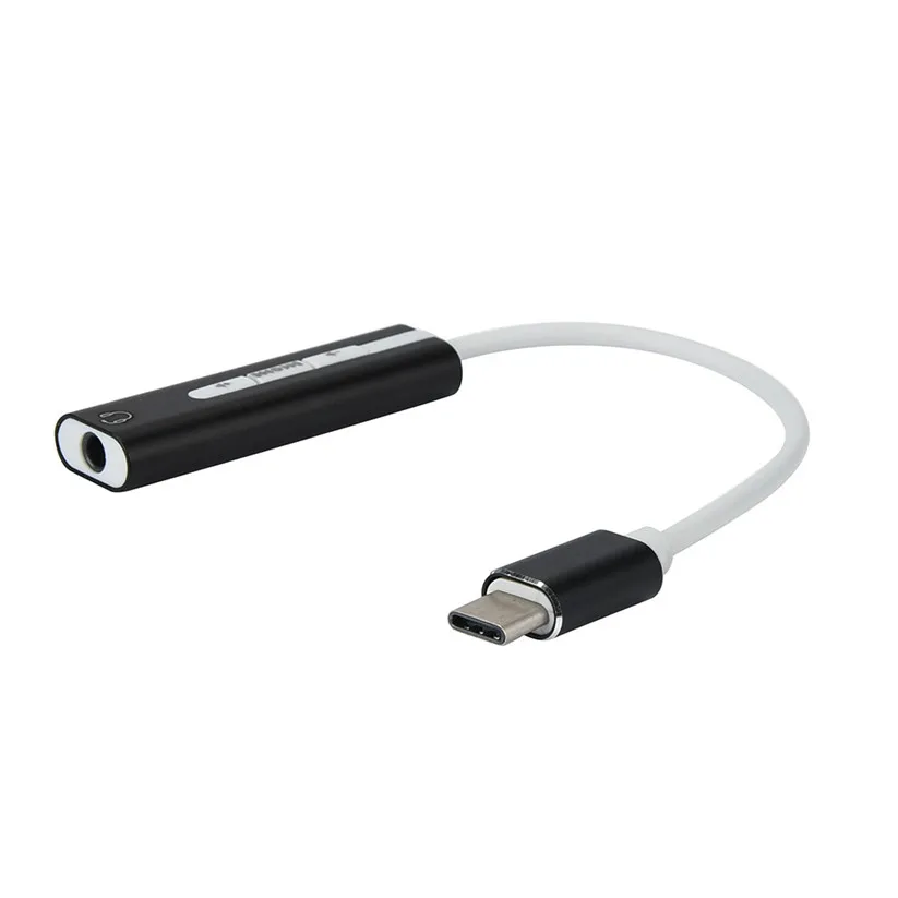 Черный Ouhaobin звуковые карты USB C type-C Звуковая карта Внешний конвертер адаптер с 3,5 мм Aux Стерео td1220 Прямая поставка - Цвет: Черный
